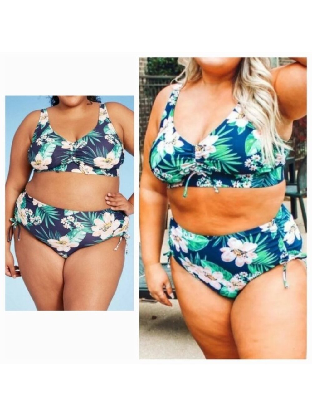 Kona Sol,Women's Tropical, Hawaiian, Floral 2 Piece Plus Size, Highwaist Bikini
